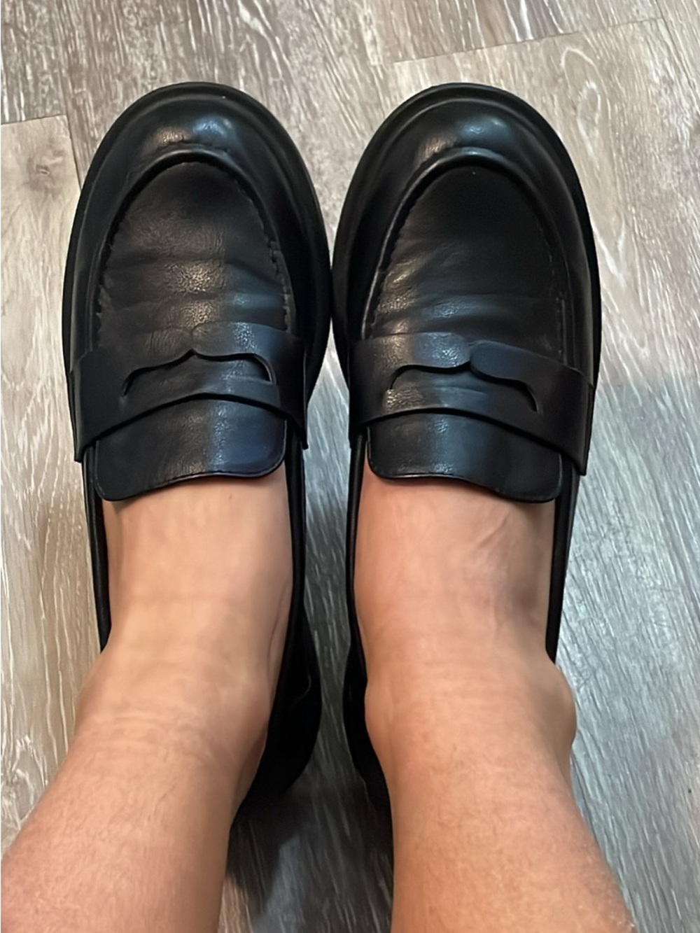 Call It Spring Black Leather Penny Loafers for Women
